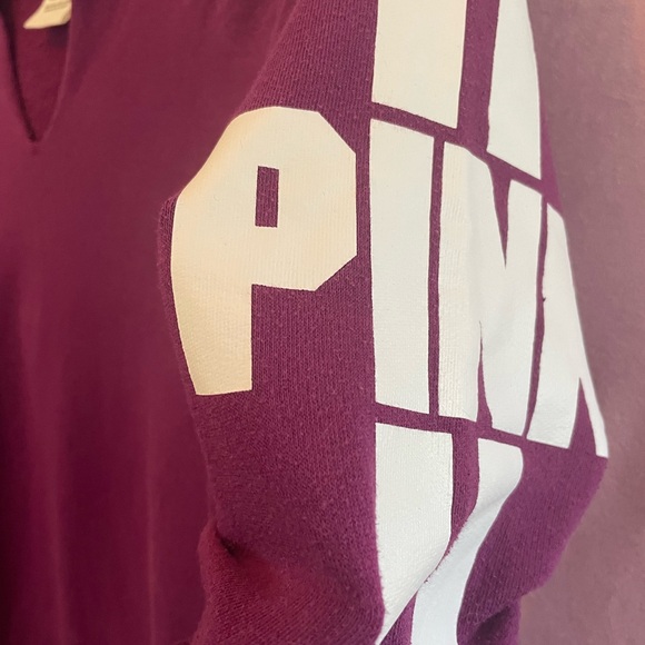 PINK Victoria's Secret Maroon Hoodie with White Accents - Picture 4 of 6